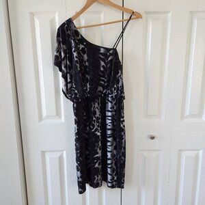 Carole Little One Sleeve Animal Print Mini Dress